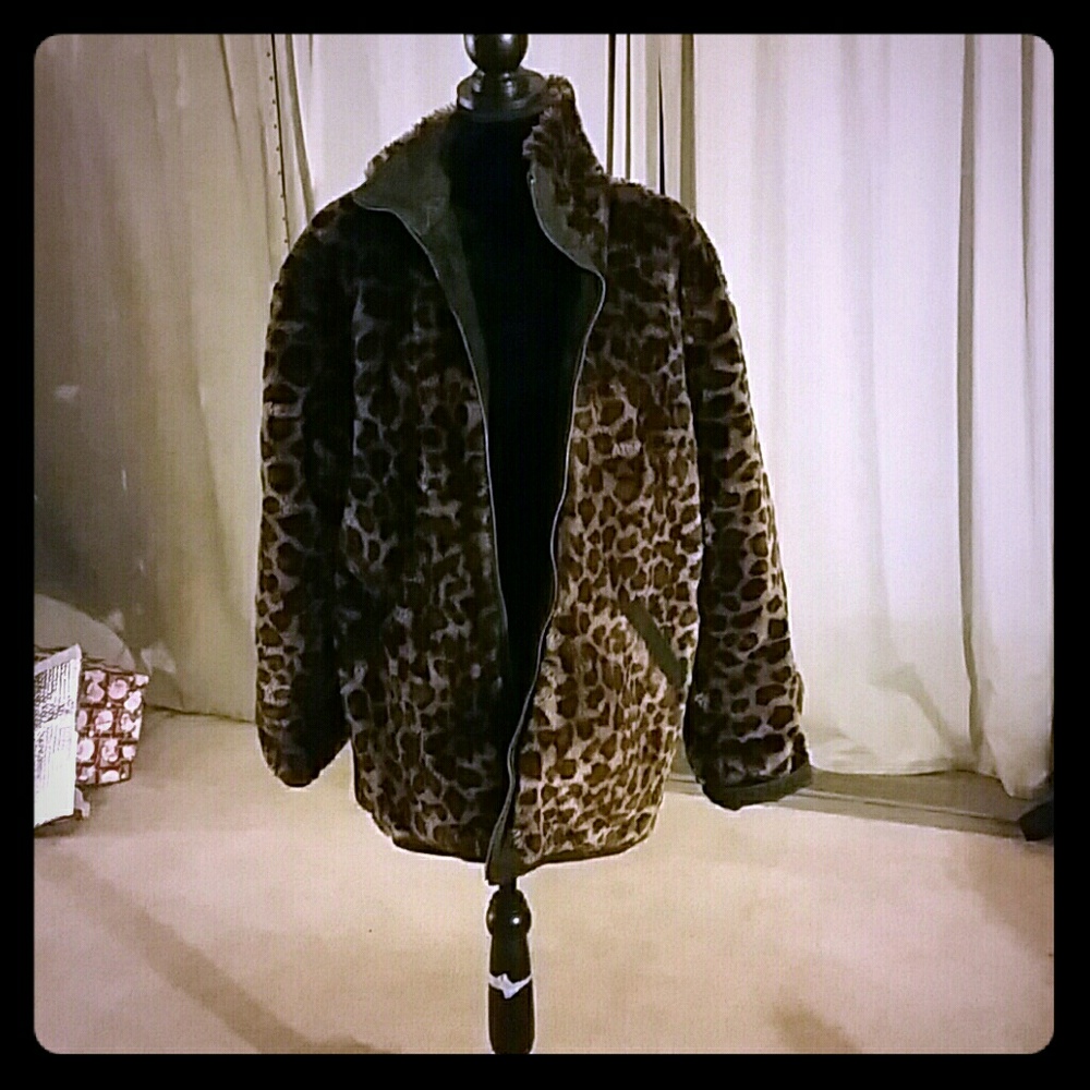 Faux Fur/Leather Double-Sided Coat